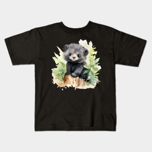 watercolor cute binturong Kids T-Shirt